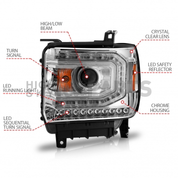 ANZO USA Headlight Assembly Rectangular Projector Beam Set Of 2 - 111514-4