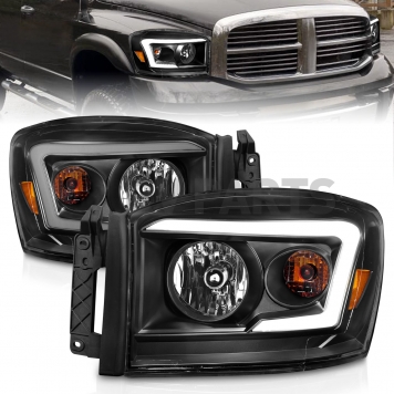ANZO USA Headlight Assembly Rectangular Crystal Headlights With Turn Signal Set Of 2 - 111524