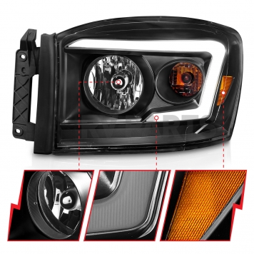 ANZO USA Headlight Assembly Rectangular Crystal Headlights With Turn Signal Set Of 2 - 111524-3