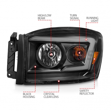 ANZO USA Headlight Assembly Rectangular Crystal Headlights With Turn Signal Set Of 2 - 111524-4