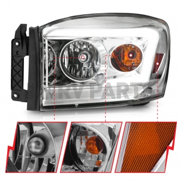 ANZO USA Headlight Assembly Rectangular Crystal Headlights With Turn Signal Set Of 2 - 111525-3