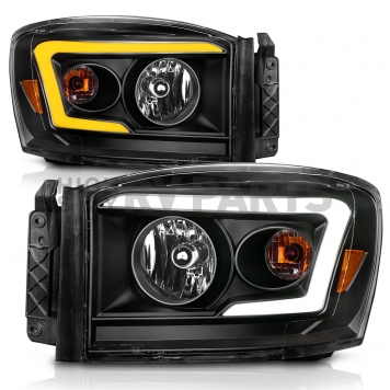 ANZO USA Headlight Assembly Rectangular Crystal Headlights With Turn Signal Set Of 2 - 111526-2