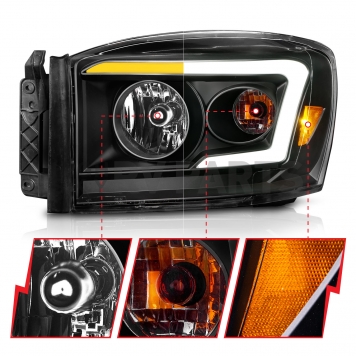 ANZO USA Headlight Assembly Rectangular Crystal Headlights With Turn Signal Set Of 2 - 111526-3