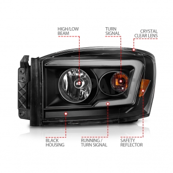 ANZO USA Headlight Assembly Rectangular Crystal Headlights With Turn Signal Set Of 2 - 111526-4