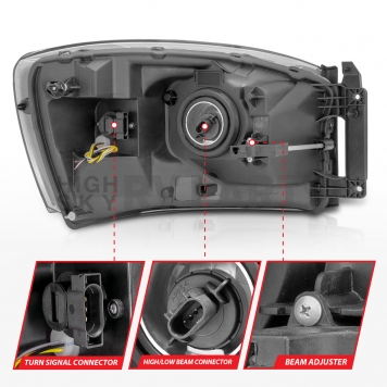 ANZO USA Headlight Assembly Rectangular Crystal Headlights With Turn Signal Set Of 2 - 111526-5
