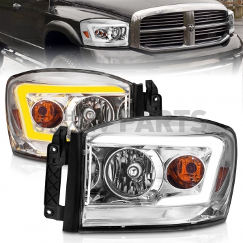 ANZO USA Headlight Assembly Rectangular Crystal Headlights With Turn Signal Set Of 2 - 111527