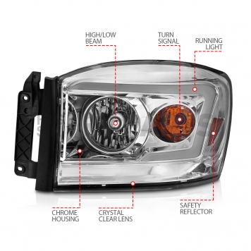 ANZO USA Headlight Assembly Rectangular Crystal Headlights With Turn Signal Set Of 2 - 111527-4