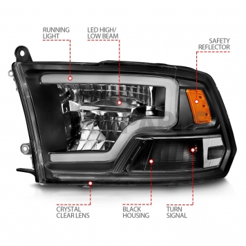 ANZO USA Headlight Assembly Rectangular Projector Beam Set Of 2 - 111539-2