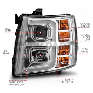 ANZO USA Headlight Assembly Rectangular Projector Beam Set Of 2 - 111546-3