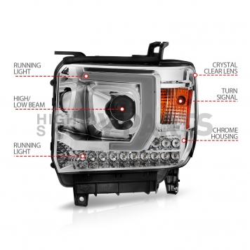 ANZO USA Headlight Assembly Rectangular Projector Beam Set Of 2 - 111553-3