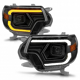 ANZO USA Headlight Assembly&nbsp;Rectangular&nbsp;Projector Beam With Switchback Daytime Running Light&nbsp;Set Of 2 - 111556