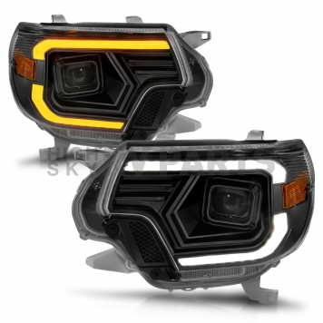 ANZO USA Headlight Assembly Rectangular Projector Beam With Switchback Daytime Running Light Set Of 2 - 111556
