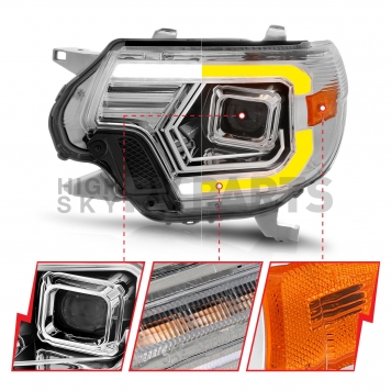ANZO USA Headlight Assembly Rectangular Projector Beam With Switchback Daytime Running Light Set Of 2 - 111557-2