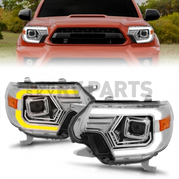 ANZO USA Headlight Assembly Rectangular Projector Beam With Switchback Daytime Running Light Set Of 2 - 111557-6