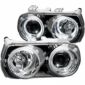 ANZO USA Headlight Assembly&nbsp;Rectangular&nbsp;Projector Beam With Halo&nbsp;Set Of 2 - 121004