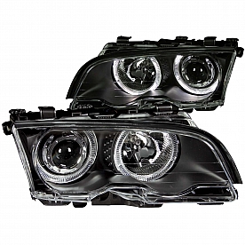 ANZO USA Headlight Assembly&nbsp;Trapezoid&nbsp;Projector Beam With Halo&nbsp;Set Of 2 - 121013