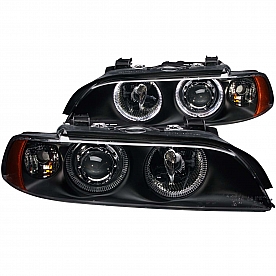 ANZO USA Headlight Assembly&nbsp;Trapezoid&nbsp;Projector Beam With Halo&nbsp;Set Of 2 - 121017