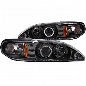 ANZO USA Headlight Assembly&nbsp;Trapezoid&nbsp;Projector Beam With Halo&nbsp;Set Of 2 - 121038