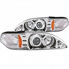 ANZO USA Headlight Assembly&nbsp;Trapezoid&nbsp;Projector Beam With Halo&nbsp;Set Of 2 - 121039