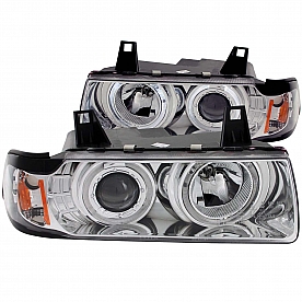 ANZO USA Headlight Assembly&nbsp;Rectangular&nbsp;Projector Beam With Halo&nbsp;Set Of 2 - 121326