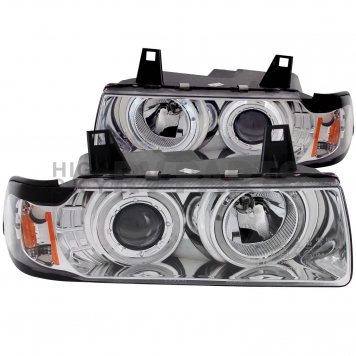 ANZO USA Headlight Assembly Rectangular Projector Beam With Halo Set Of 2 - 121326