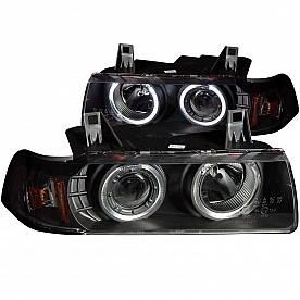 ANZO USA Headlight Assembly&nbsp;Rectangular&nbsp;Projector Beam With Halo&nbsp;Set Of 2 - 121325