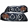ANZO USA Headlight Assembly Trapezoid Projector Beam With Halo Set Of 2 - 121339