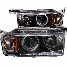 ANZO USA Headlight Assembly&nbsp;Trapezoid&nbsp;Projector Beam With Halo&nbsp;Set Of 2 - 121347