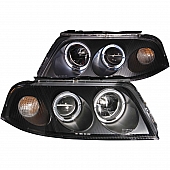 ANZO USA Headlight Assembly&nbsp;Trapezoid&nbsp;Projector Beam With Halo&nbsp;Set Of 2 - 121357