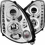 ANZO USA Headlight Assembly&nbsp;Trapezoid&nbsp;Projector Beam&nbsp;Set Of 2 - 121364