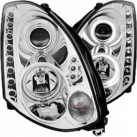ANZO USA Headlight Assembly&nbsp;Trapezoid&nbsp;Projector Beam&nbsp;Set Of 2 - 121364