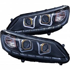 ANZO USA Headlight Assembly&nbsp;Trapezoid&nbsp;Projector Beam With U-Bar&nbsp;Set Of 2 - 121492