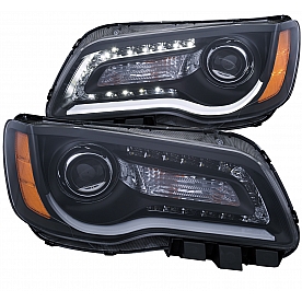 ANZO USA Headlight Assembly&nbsp;Trapezoid&nbsp;Projector Beam With Plank Style Design&nbsp;Set Of 2 - 121495