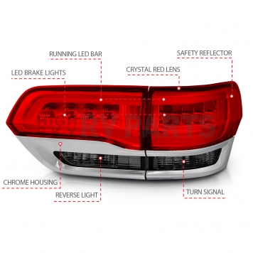 ANZO USA Tail Light Assembly LED Elliptical Red Smoke Set Of 2 - 311251-7