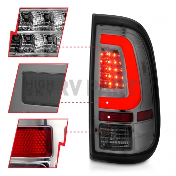 ANZO USA Tail Light Assembly LED Rectangular Red Smoke Set Of 2 - 311357-3