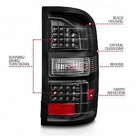 ANZO USA Tail Light Assembly LED&nbsp;Rectangular&nbsp;Clear&nbsp;Set Of 2 - 311397