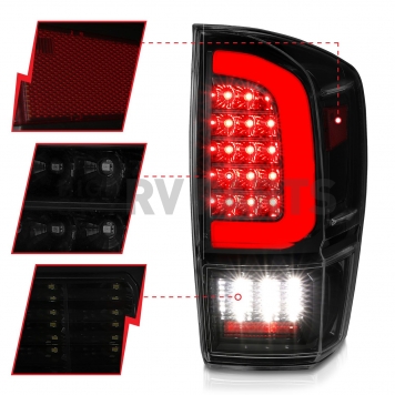 ANZO USA Tail Light Assembly LED Rectangular Smoke Set Of 2 - 311401-2