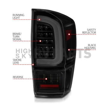 ANZO USA Tail Light Assembly LED Rectangular Smoke Set Of 2 - 311401-3