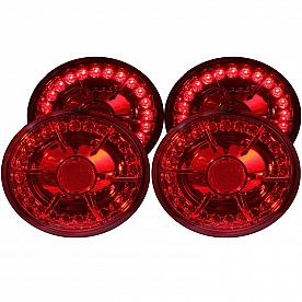 ANZO USA Tail Light Assembly LED&nbsp;Round&nbsp;Red&nbsp;Set Of 4 - 321168