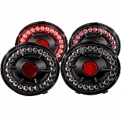 ANZO USA Tail Light Assembly LED&nbsp;Round&nbsp;Clear&nbsp;Set Of 4 - 321169