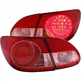 ANZO USA Tail Light Assembly LED&nbsp;Elliptical&nbsp;Clear/ Red&nbsp;Set Of 2 - 321190