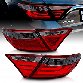 ANZO USA Tail Light Assembly LED&nbsp;Rectangular&nbsp;Red Smoke&nbsp;Set Of 2 - 321336