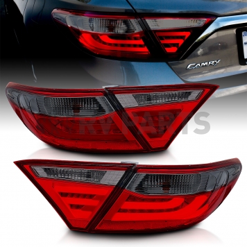 ANZO USA Tail Light Assembly LED Rectangular Red Smoke Set Of 2 - 321336