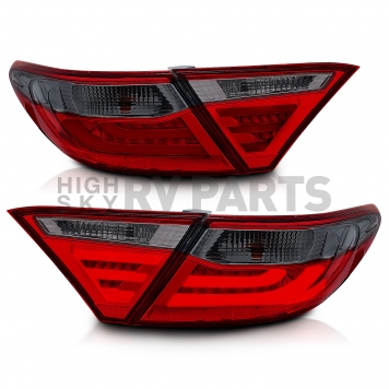 ANZO USA Tail Light Assembly LED Rectangular Red Smoke Set Of 2 - 321336-2