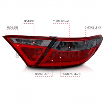 ANZO USA Tail Light Assembly LED Rectangular Red Smoke Set Of 2 - 321336-4