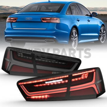 ANZO USA Tail Light Assembly LED Rectangular Red Smoke Set Of 2 - 321351-1