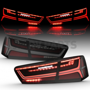 ANZO USA Tail Light Assembly LED Rectangular Red Smoke Set Of 2 - 321351-2