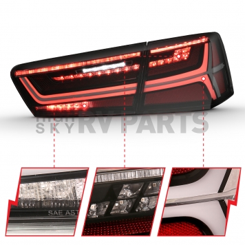 ANZO USA Tail Light Assembly LED Rectangular Red Smoke Set Of 2 - 321351-3