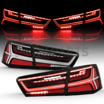 ANZO USA Tail Light Assembly LED Rectangular Clear/ Red Set Of 2 - 321352-2