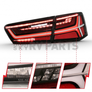 ANZO USA Tail Light Assembly LED Rectangular Clear/ Red Set Of 2 - 321352-3